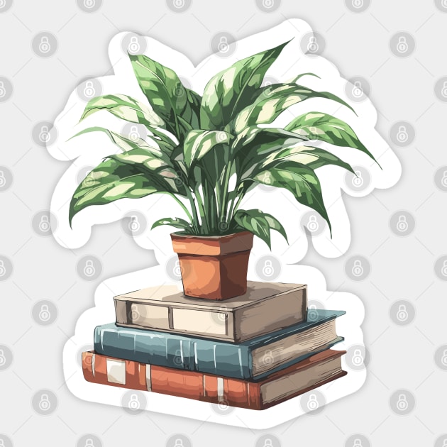 Books And Plants Sticker by Siha Arts